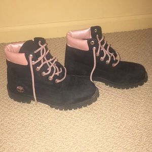 black and pink timberlands